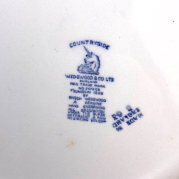 Set 6 Vintage Wedgwood & Co. Countryside Blue Transferware Dinner Plate England - Picture 9 of 9